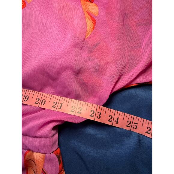 Sofia Vergara Feather Peplum Ruffle Wrap Blouse Womens Large Boho Cottagecore - Picture 6 of 7